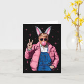 Grappige Pasen Coquette Trump Bunny Blowing Bubble Kaart (Gele Bloem)