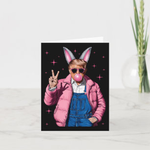 Grappige Pasen Coquette Trump Bunny Blowing Bubble Kaart