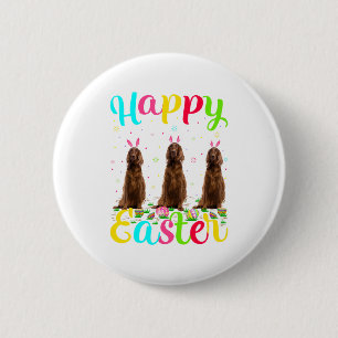 Grappige Pasen Eier Konijn Ierse Setter Hond Geluk Ronde Button 5,7 Cm