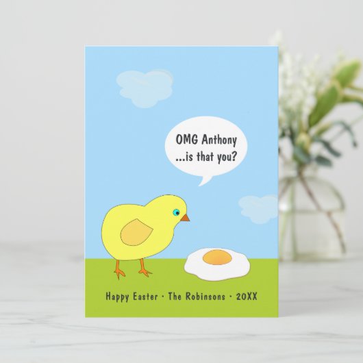 Grappige Pasen Familie Fotocollage Wenskaart Feestdagenkaart (Staand voorkant)