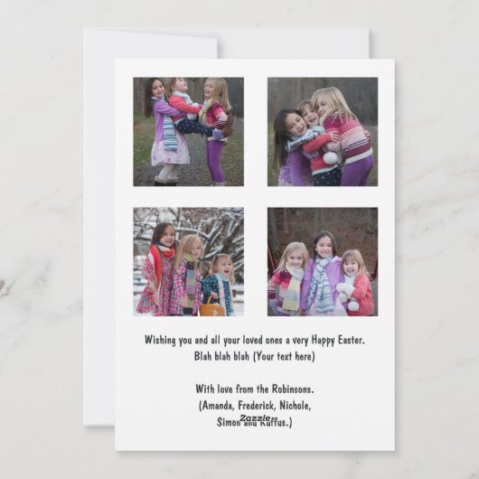 Grappige Pasen Familie Fotocollage Wenskaart Feestdagenkaart (Achterkant)