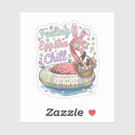 Grappige Pasen Flamingo Gevoel Eggstra Chille Cute Sticker (Vel)