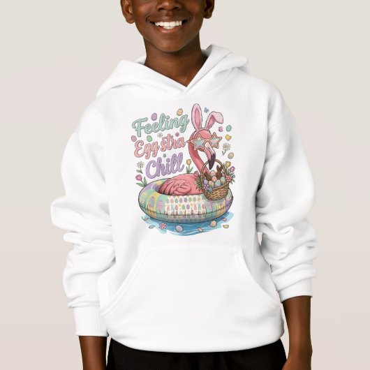 Grappige Pasen Flamingo Voelt zich Eggstra Chill S (Voorkant)