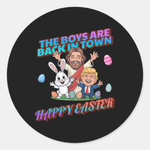 Grappige Pasen Jezus Paashaas Trump Jongens Zijn C Ronde Sticker