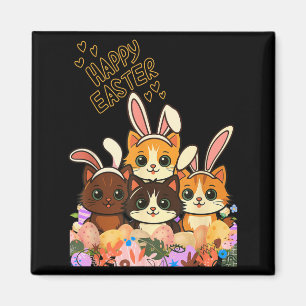 Grappige Pasen Katten Oren Konijn Eieren Lente voo Magneet