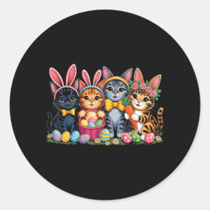 Grappige Pasen Katten Oren Konijn Eieren Lente voo Ronde Sticker