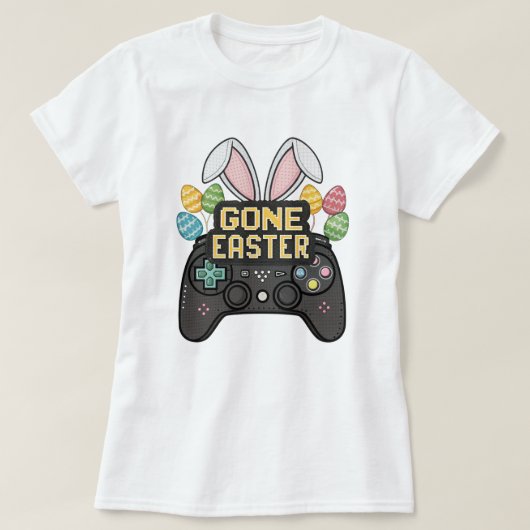 Grappige Pasen Pixel Art Bunny Controller T-shirt (Design voorkant)