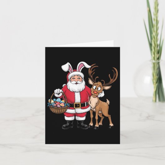 Grappige Pasen Sinterklaas met Bunny Ears en Egg B Kaart (Voorkant)