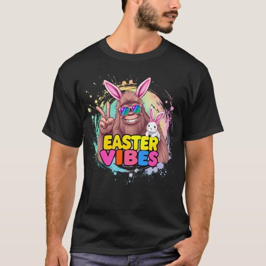 Grappige Pasen Vibes Bigfoot Bunny Ears Sasquatch T-shirt (Voorkant)