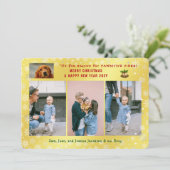 Grappige passieve hond kat 4 foto's minimalistisch feestdagenkaart (Staand voorkant)