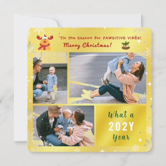 Grappige passieve Rudolph Elegante Schattigee Goud Feestdagenkaart (Voorkant)