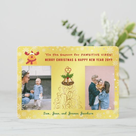 Grappige passieve Rudolph foto's Letter Schattige  Feestdagenkaart (Staand voorkant)