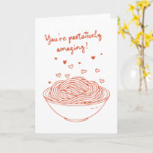 Grappige Pasta Lovers Valentijn Jubileum Rood Quot Kaart (Gele Bloem)