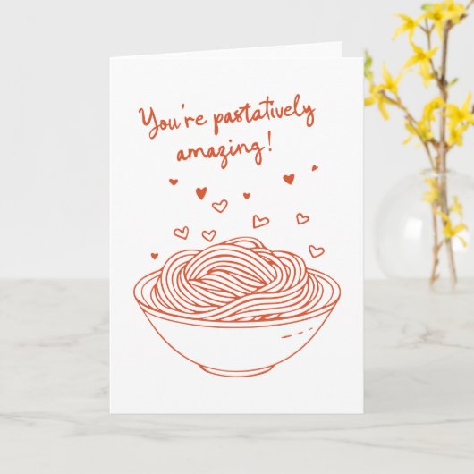 Grappige Pasta Lovers Valentijn Jubileum Rood Quot Kaart (Gele Bloem)