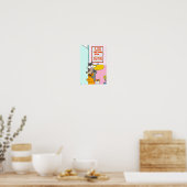 Grappige Pastel Humoristische Kat Poster (Keuken)