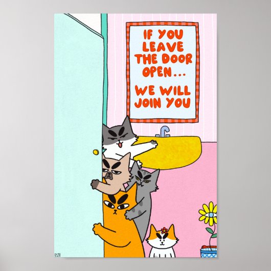 Grappige Pastel Humoristische Kat Poster (Voorkant)