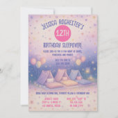 Grappige pastel tipi's logeerpartij verjaardag kaart (Voorkant)