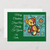 Grappige Patchwork Kerst Teddy Bear Feestdagenkaart (Voorkant / Achterkant)