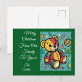 Grappige Patchwork Kerst Teddy Bear Feestdagenkaart (Voorkant / Achterkant)
