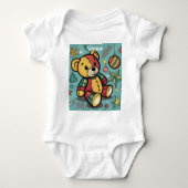 Grappige Patchwork Kerst Teddy Bear Romper (Voorkant)