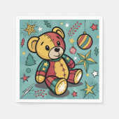 Grappige Patchwork Kerst Teddy Bear Servet (Voorkant)