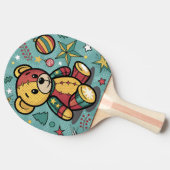 Grappige Patchwork Kerst Teddy Bear Tafeltennisbatje (Zijkant)