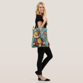 Grappige Patchwork Kerst Teddy Bear Tote Bag (Op model)