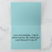 Grappige patchwork varken in bloementuin bedankkaart (Binnen)