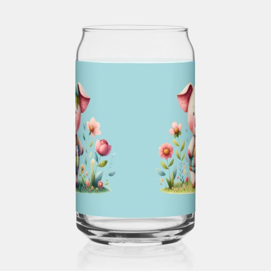 Grappige patchwork varken in bloementuin blikvorm glas (Rechts)