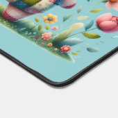 Grappige patchwork varken in bloementuin bureaumat (Hoek)