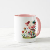 Grappige patchwork varken in bloementuin mok (Voorkant rechts)