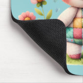 Grappige patchwork varken in bloementuin muismat (Hoek)