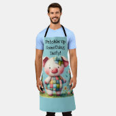 Grappige patchwork varken in bloementuin schort (Gedragen)