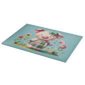 Grappige patchwork varken in bloementuin snijplank (Hoek)