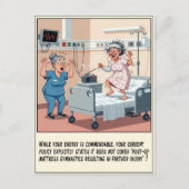 Grappige patiënt die danst op ziekenhuisbed beters briefkaart (Voorkant)