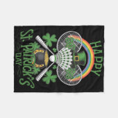 Grappige Patricks Dag Badminton Kostuum Vierbladig Fleece Deken (Voorkant (Horizontaal))