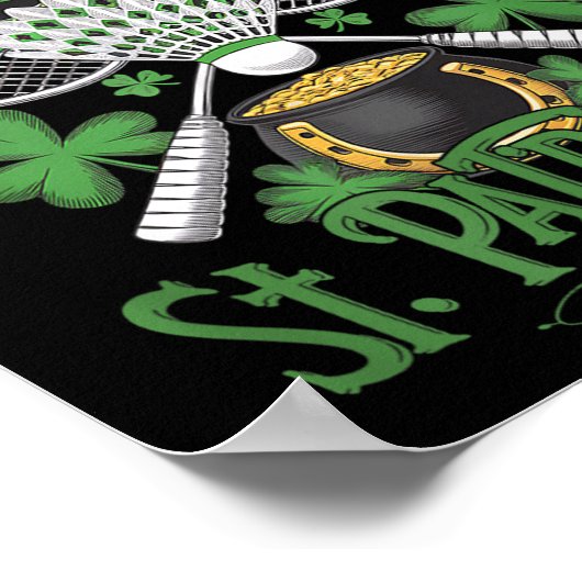 Grappige Patricks Day Badminton Kostuum Four-leaf Poster (Hoek)