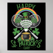 Grappige Patricks Day Badminton Kostuum Four-leaf Poster (Voorkant)
