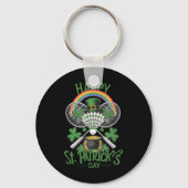 Grappige Patricks Day Badminton Kostuum Four-leaf Sleutelhanger (Voorkant)