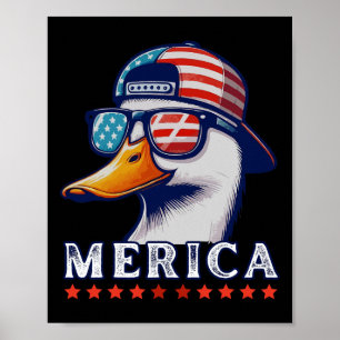 Grappige Patriotieke Eend Liefhebbers 4e Juli Grap Poster
