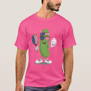 Grappige Patriotische Augurk die Pickleball Speelt T-shirt