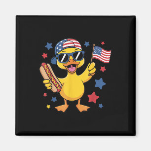 Grappige Patriotische Eend Usa Vlag 4e Juli Hotdog Magneet