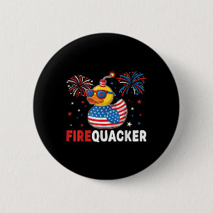 Grappige Patriotische Eend Vuurwerk Grap Independe Ronde Button 5,7 Cm