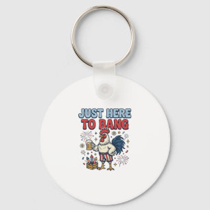 Grappige Patriotische Haan Vuurwerk Bier Shirt Ont Sleutelhanger