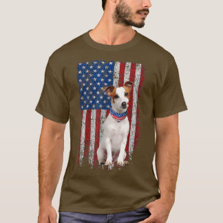 Grappige patriotische Jack Russell-terriër Amerika T-shirt