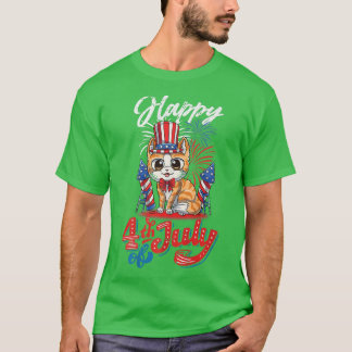Grappige Patriotische Kat Gelukkige 4 Juli Onafhan T-shirt