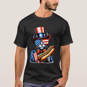 Grappige Patriotische Kat Hotdog VS Amerikaanse Vl T-shirt