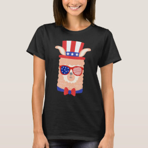 Grappige Patriotische Lama Zonnebril Hoed 4 juli I T-shirt