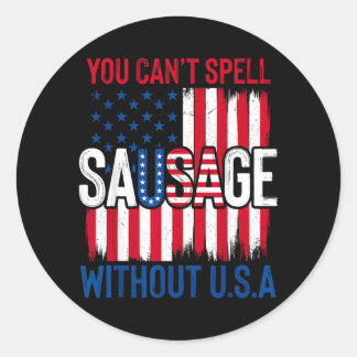 Grappige Patriotische Worst Usa Bbq Amerikaanse Vl Ronde Sticker