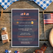 Grappige Patriottische 4 juli BBQ-feestuitnodiging Aankondiging